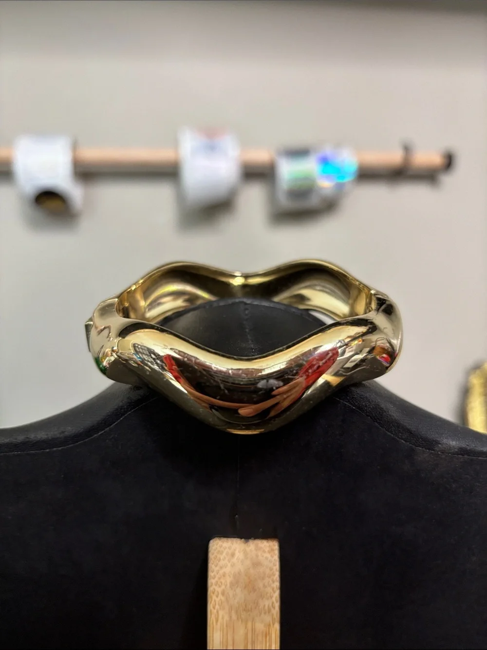 J. Crew Gold Wavy Sculpted Bangle Clamper Bracelet - Women's Jewelry